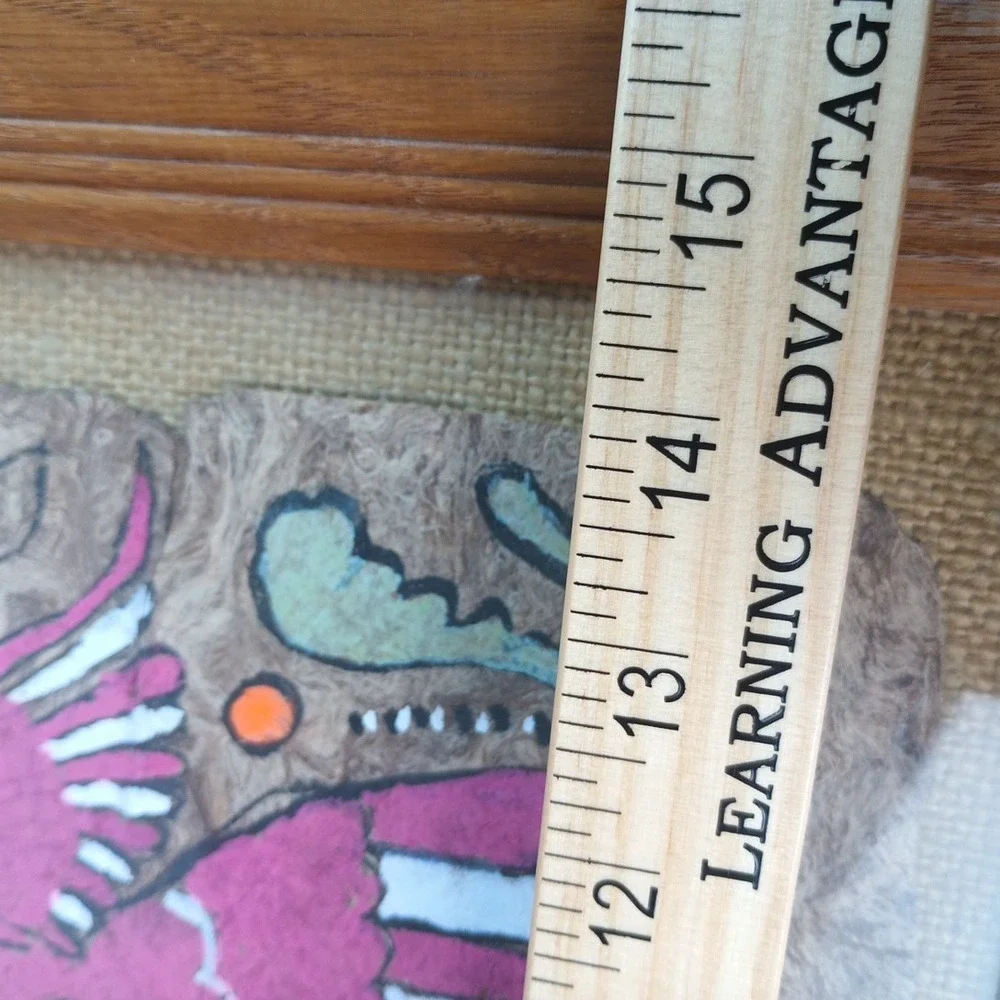 VTG Mexican Amate Bark Paper Folk Art Hand Painted Birds in Frame 18.5 x 14.5